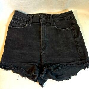 Paige, black denim short, high waisted, stretch denim